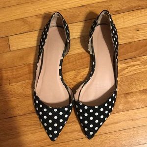 Black and white polka dot flats